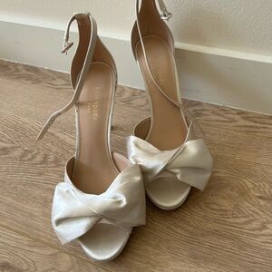 Kate Spade White Satin Bow Sandals